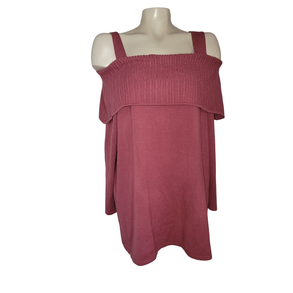 Catherines‎ Mauve Rose Cold Shoulder Ribbed Knit Sweater Womens 0X 14/16W winter